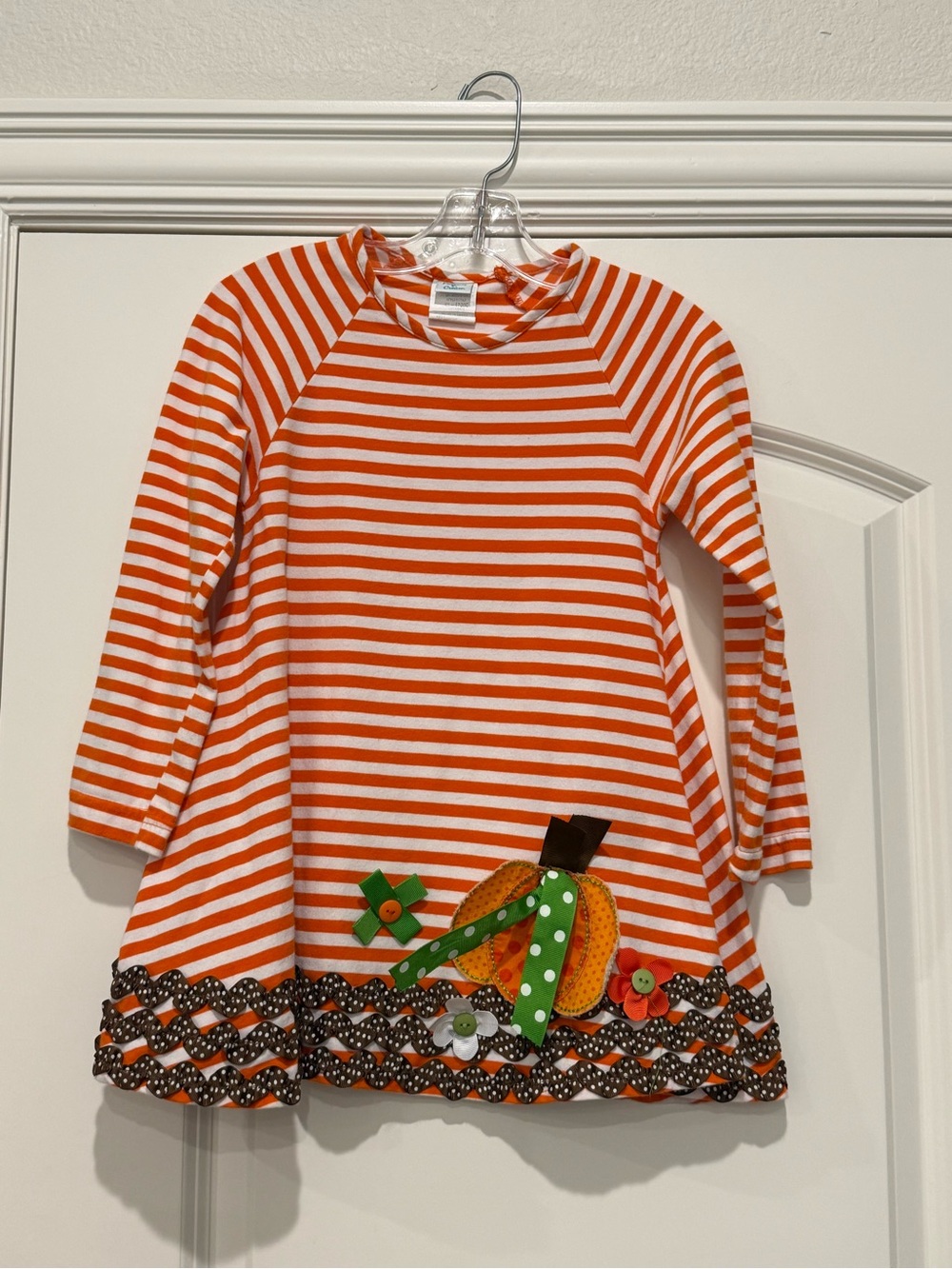 Girls Boutique Peaches ‘N Cream Fall Pumpkin Orange Striped Top Size 7